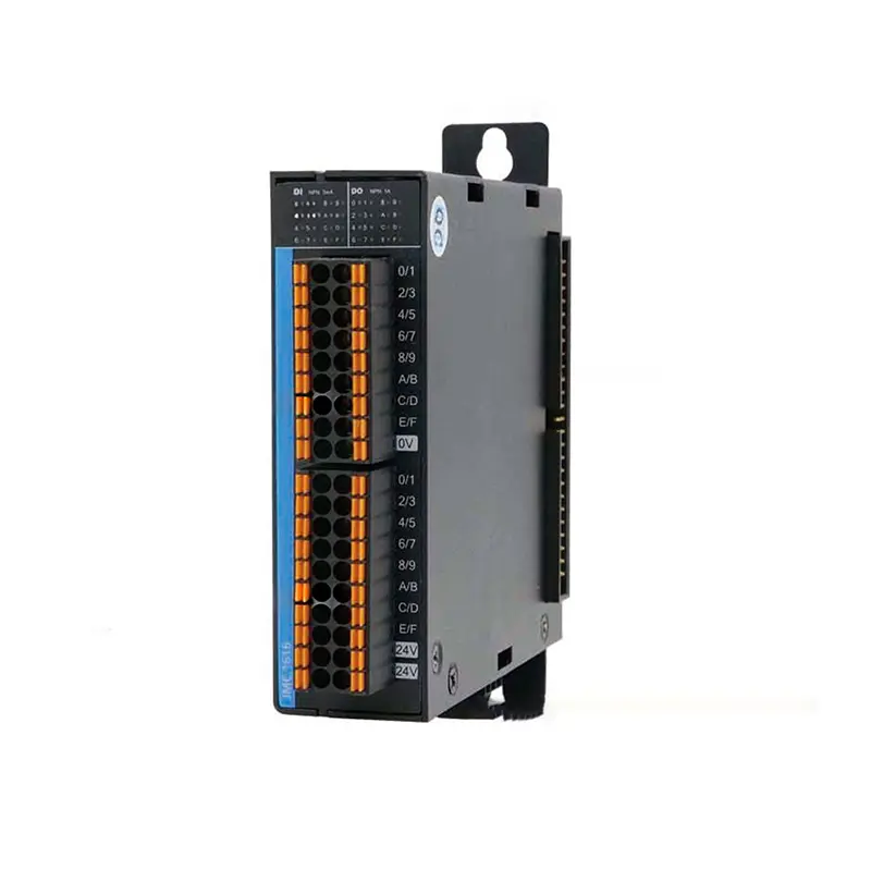 JMC1616 expansion module with black and blue housing, orange terminals, and white labels on a white background.